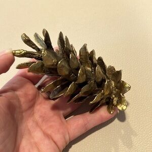 Pine cone paperweight/ decor heavy gold color
